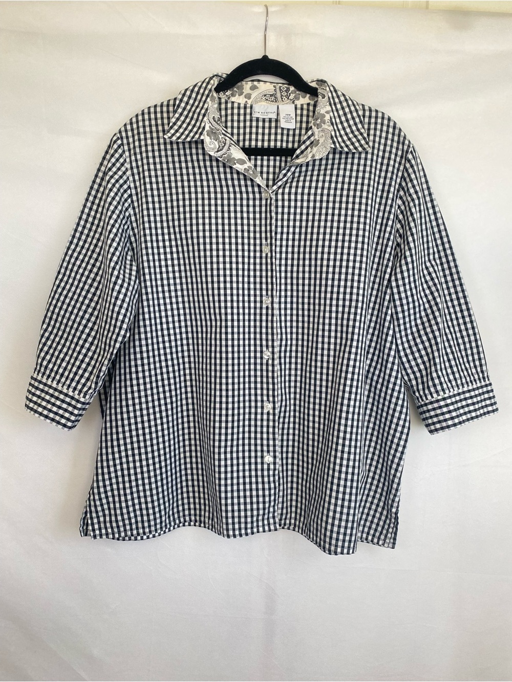 Kim Rogers Black & White Gingham Button-Front Shirt